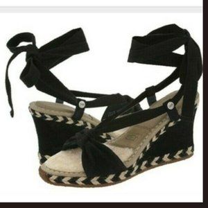 Ugg black wrap around sandals wedge